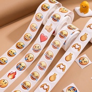 新品现货emoji表情贴纸圆形封口贴不干胶标签笑哭流汗比心卷卷贴纸Emoji expression sticker circular seal sticker20250820