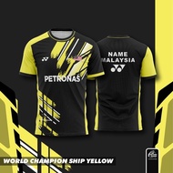 BADMINTON JERSEY MALAYSIA BADMINTON SHIRT MALAYSIA YELLOW Short Sleeve Jersey