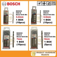 BOSCH HSS-G Metal Drill Bit 3.2mm, 3.5mm, 7mm, 9mm - per BOX