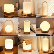 Restaurant Nordic Decoration Simple Creative Desk Table Lamp Solid Wood Night Light Bed Dimming Warm