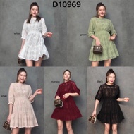 D10969 Semi Sleeves Lace Skater Dress