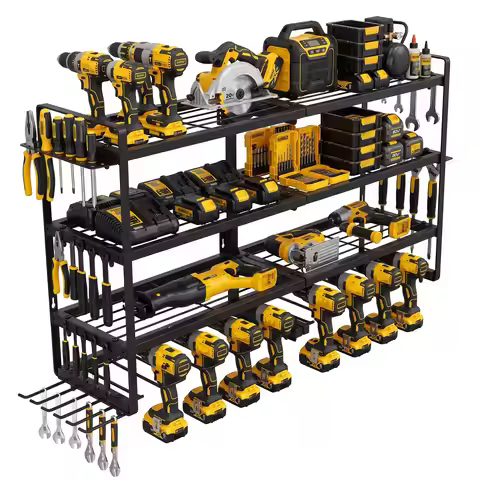 37 Inch Power Tool Organizer Wall Mount 230 Lbs Capacity 4 Tier Heavy Duty Garage Tool Storage Rack 