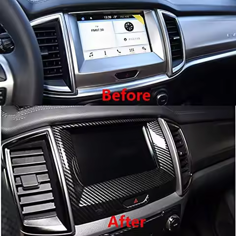 for Ford Ranger Everest Endeavor 2015+ Carbon Fiber Inner Center Navigation Cover Trim Frame Decorat
