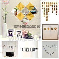 READY STOCK Hot Sale Mirror DIY 3D Acrylic Tile Stickers Removable Mirror Wall Sticker