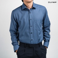 OLYMP  LUXOR Shirt เสื้อเชิ้ตผู้ชายแขนยาว สีน้ำเงิน ผ้าเท็กเจอร์ ใส่สบาย รีดง่าย AUTU24