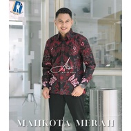 KEMEJA Mahkota Merah Men's Batik Shirt Long Sleeve Modern Solo Batik Full Fur by Batik ALX