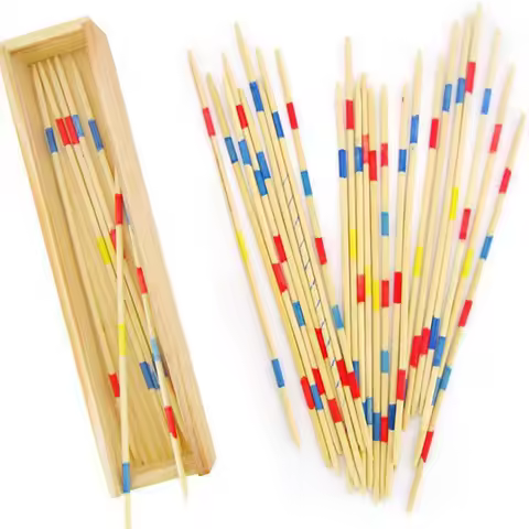 1 Set Traditional Mikado Spiel Pick Up Sticks With Box Multiplayer Game Baby Educational Wooden Boar