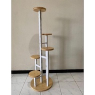 Rak Bunga Estetik , Standing Pot Kayu Tatakan Bulat 5 Layer Tingi 120Cm