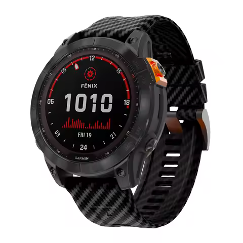 22mm 26mm Carbon fiber patterned silicone strap for Garmin Fenix 7X Solar 7pro 5X 6X TACTIX DELTA En
