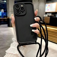 กรณีโทรศัพท์ที่ป้องกันการตก สีดำลวดลายเนื้อCD+สายคล้องคอดำสำหรับ P14 Pro Max, 3D P13, ภาพวาด P11 P12