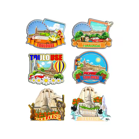Decorative Magnets for Toulouse France City Landmark Travel Souvenirs 3D Wooden Fridge Stickers Gift