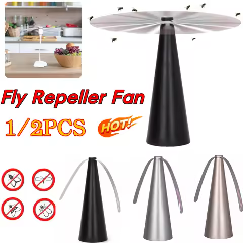 1/2PCS Fly Repellent Automatic Fan Fly Fans Pest Repellent Table Fan Battery/USB Powered Bug Repelle