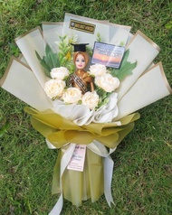 Buket boneka Barbie Wisuda Bouquet Berbi Hijab Nembak Cewek