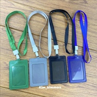 Id lace lanyard with ID Case Leather Vertical id case card holder with clear id window & 1 card slot