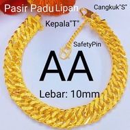 ⭐FREE COP 916⭐(B01) EMAS BANGKOK ADULT BRACELET DOUBLE CURB GELANG TANGAN RANTAI TANGAN LIPAN PASIR 