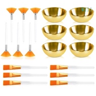 Will 18Pcs Esthetician Face Supplies Set Including 6 Gold Face Bowls 6 Face Cosmetic Fan Brushes 6 F