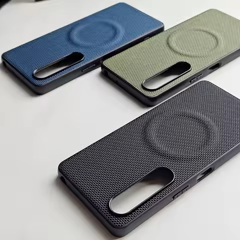 For Magsafe Magnetic Nylon Woven Tech Fabric Case for Sony Xperia 1 VIII 2026 10 VII Matte PU Leathe