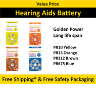 [Genuine] GOLDEN POWER PR675 PR312 PR10 PR13 Hearing Aid Battery 1.45V Bateri button Zinc Air PR44 P