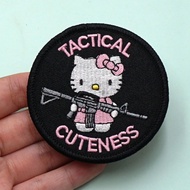 [Custom Velcro patch]AE.Cartoon HelloKitty holding a gun Tactical Animal 3D Velcro Patch /Badges/arm