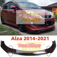 Perodua Alza 2014-2021 Front Bumper Diffuser Lip Wrap Angle Splitters Black Carbon Color
