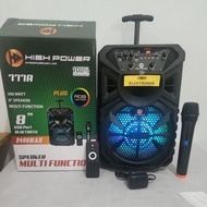 HIGH POWER 777A 8" 8 inch 300 watt USB BLUETOOTH portable wheel speaker free wireless mic