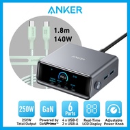 Anker Prime Charger 250W 6-Port GaN Charging Station Fast Charging USB C Charger Adapter Desktop Mul