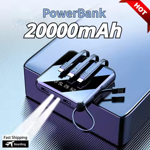 Fast Charging 20000mAh Mini PowerBank Portable Charger flashlight Mirror Screen LED Digital Powerban
