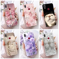For Vivo Y11 Y12i 1906 1906_20 New Elegant Floral Cat Painting Casing Vivo 1906 Y11 (2019) Soft Sili
