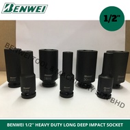 BENWEI 1/2'' HEAVY DUTY LONG DEEP IMPACT SOCKET / HEAVY DUTY IMPACT DEEP SOCKET / SOCKET BOX FOR AIR