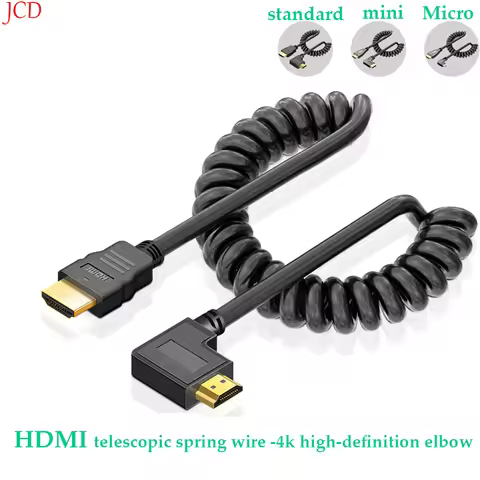 1PCS HDMI To Mini HDMI Cable, Micro Adapter Cable, HDMI Elbow Telescopic Spring Cable, 4k High-defin