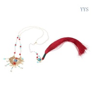 YYS Charming Hanfu Necklace Tassels Necklace Pearls Necklace Suitable for Hanfu