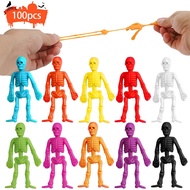 100 PCS Halloween Stretchy Skeleton Toys, Squishy Stretchy Skull Toys Classroom Prizes for Student R