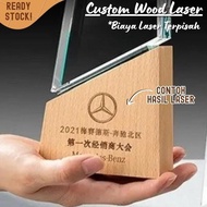 P149 Crystal plaque with wood 24x9cm award account