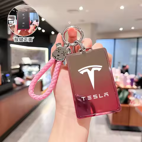 Car Key Card Holder Cover Protector Holder Diamond Keychain Accessories for Tesla Model 3 X Model S 