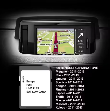 Live 11.25 Europe Map SD Carminal Integrato Navigation SD Card for Renault Fluence New Update Versio