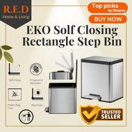 RED - EKO Ecocasa Stainless Steel Rectangle Step Bin with Soft Closing 12L 20L Trash Garbage Can Dus