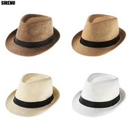 SIRENU Straw Panama Cap Fashion Gangster Cap Beach Jazz Dress Hat