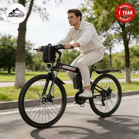 AIRWEST T26-F, Adult Folding Electric Bike, Peak 750W Motor, 20MPH, 48V 7.8Ah Battery, 26" Tire, UL2