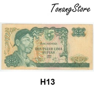 Uang Kuno Kertas 25 Rupiah tahun 1968 Seri Sudirman 27882