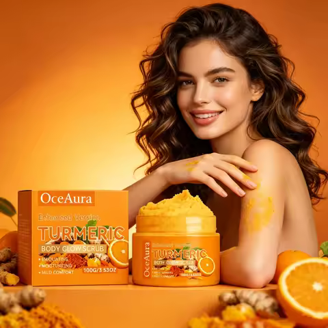 Enhanced Brightening Turmeric Body Scrub Moisturizing Smooth Boost Glow Shower Exfoliating Cream Hyd