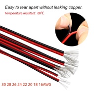 2468 2Pin Wire Black Red 30 28 26 24 22 20 18 16AWG Audio Speaker Cable For Car Audio LED 12V JST Co