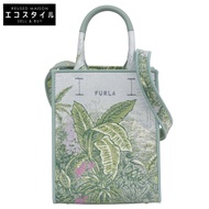 FURLA 薄荷綠肩膀/手提帆布包
