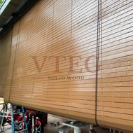 (9 feet width) Bidai Kayu Outdoor Blind Wooden Blinds Woodblind Meranti Wood_ Warna Chestnut
