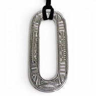 สภาพดีเยี่ยม△HERMES เฮอร์มีส สร้อยคอ Touareg จี้ AG925 หนัง ทรงรี สร้อยคอ เครื่องประดับ น้ำหนักจี้ 2