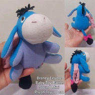 Disney Eeyore Baby Toy Rattle Sound Mini Plush Toy 10 cm Soft Blue Donkey Stuffed Animal