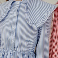 FLAT212 FF0798 : BAMMIE MINI DRESS มินิเดรสแขนยาว ปกใหญ่ เอวสม็อค