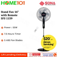 Sona Stand Fan with Remote Control 16" SFS-1159