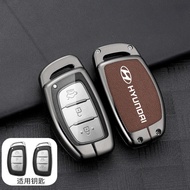 PuraAutoRepair Zinc Alloy Leather Car Key Case Cover For Hyundai i10 i20 i30 N i40 Ioniq 5 Sonata El