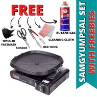 PORTABLE SAMGYUPSAL GRILL PAN SET INDOOR/OUTDOOR STOVE Best for Samgyupsal, Portable Gas Stove, Stovetop Grill Pan, Barbeque BBQ, Korean Samgyeopsal Set, Non-stick, Butane Gas Stove with Griller, Butane Gas , Samgyupsal Set, Samgupsa