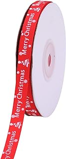 Red Christmas Ribbon for Crafts Polyester Christmas Grosgrain Ribbon for Gift Wrapping, Crafts, Hair Bow, Christmas Tree &amp; Wreath Decor, Xmas Party, Merry Christmas &amp; Xmas Tree, 10mm x 1 Metre